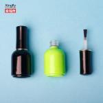 Custom 11ml Round White Black UV Gel Empty Nail Polish Glass Bottle With Brush