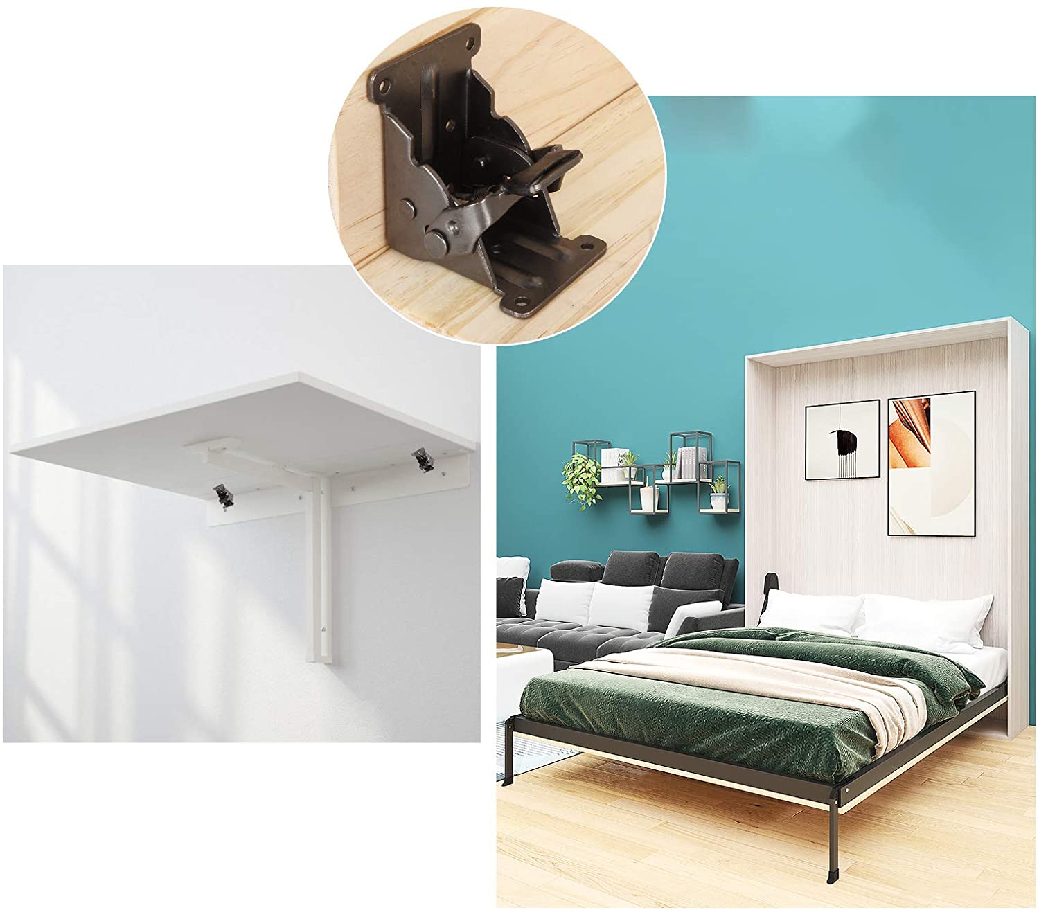 Triangle Bracket Folding Leg Hinge with Lock Extension Support and Screws Included