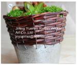China manufacturer wicker garden baskets willow plant baskets round shape steel