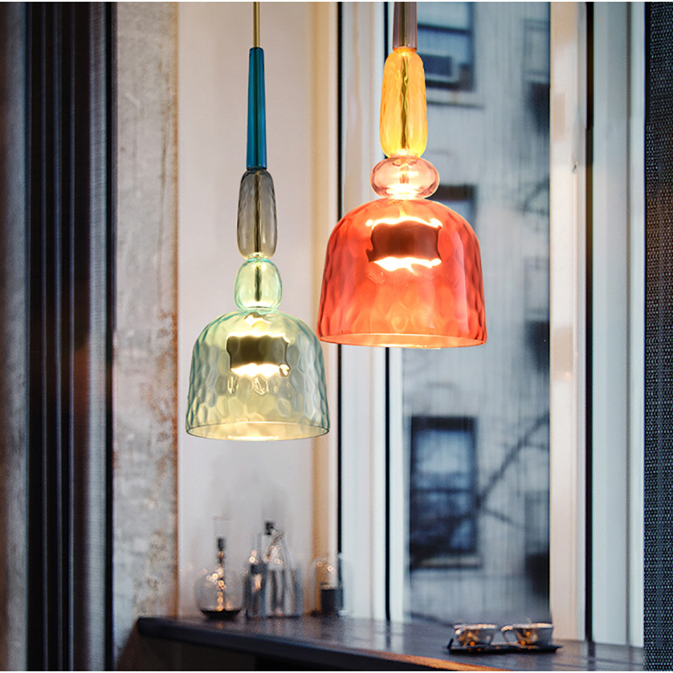 Nordic Colorful Pendant Lights Home Decorative Lighting Living Room Bedroom Indoor Glass Hanging Lamp(WH-GP-36)