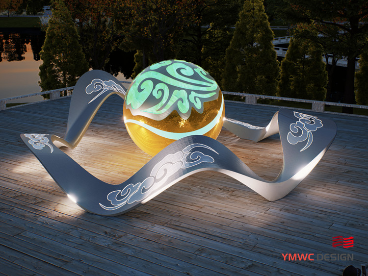 Outdoor Landscape Stainless Steel Abstract Art Sculpture with Customized LED Lights