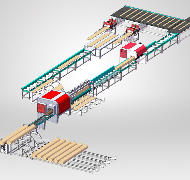 Log Multiple Blade Sawmill Multi Rip Saw Machine For Round Wood Cutting