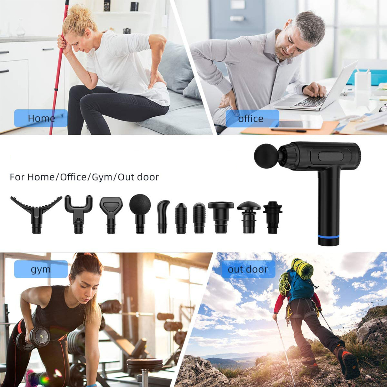 16.8V Rechargeable Handheld Massager Gun Deep Muscle Painess Relief