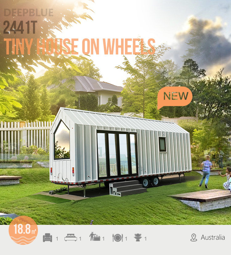 AS / US Prefabricated House Container Modern Design Tiny House Built On Trailer