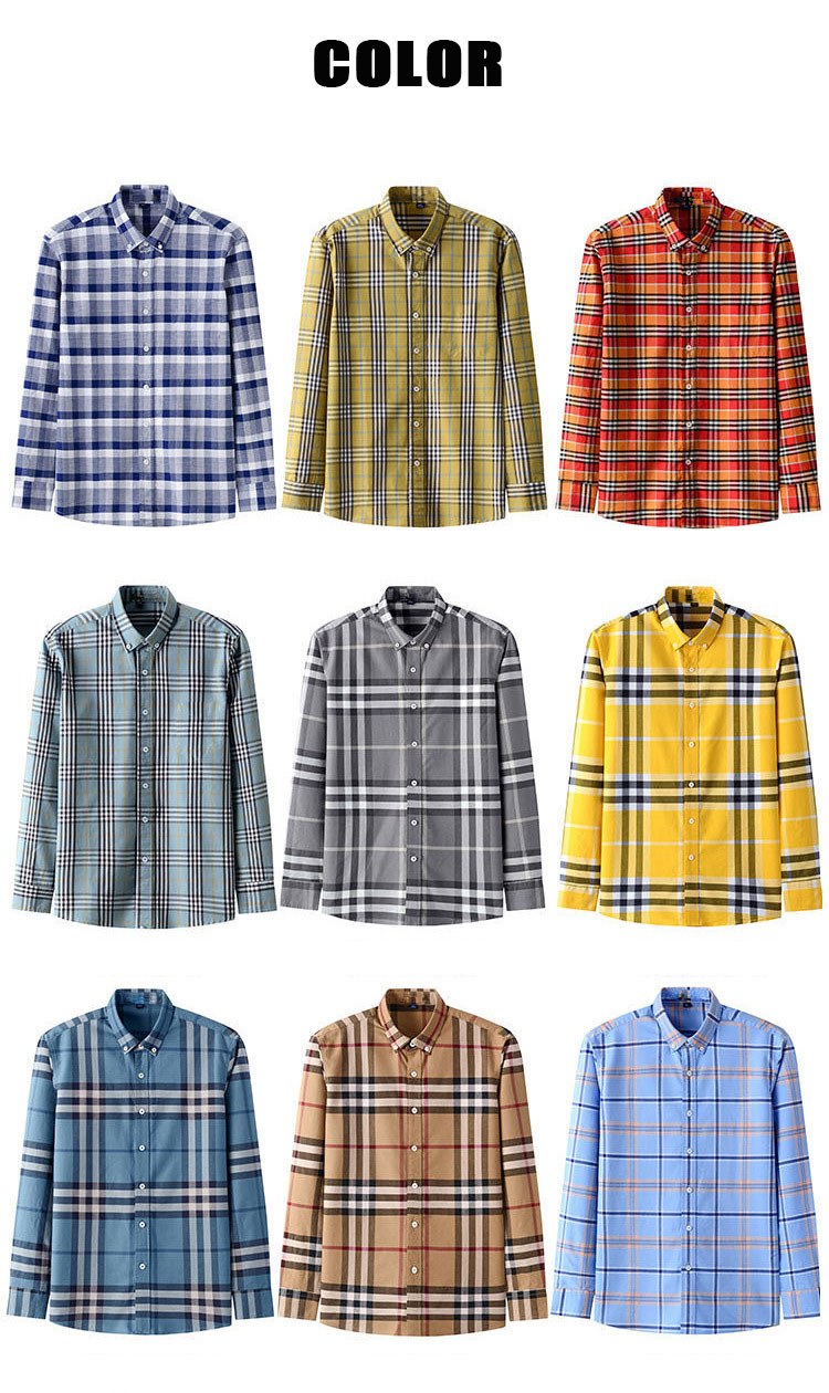 Men's Slim Fit Plaid Shirt in Viscose/Polyester/Spandex for Spring/Autumn Office Wear