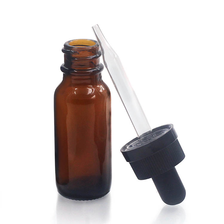 Plastic PP Cap Boston Glass Bottles 15ml Amber Glass Bottles With Dropper