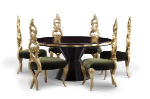 Quality Gilding Wooden Black Walnut Hotel Dining Table Sets European Style wholesale