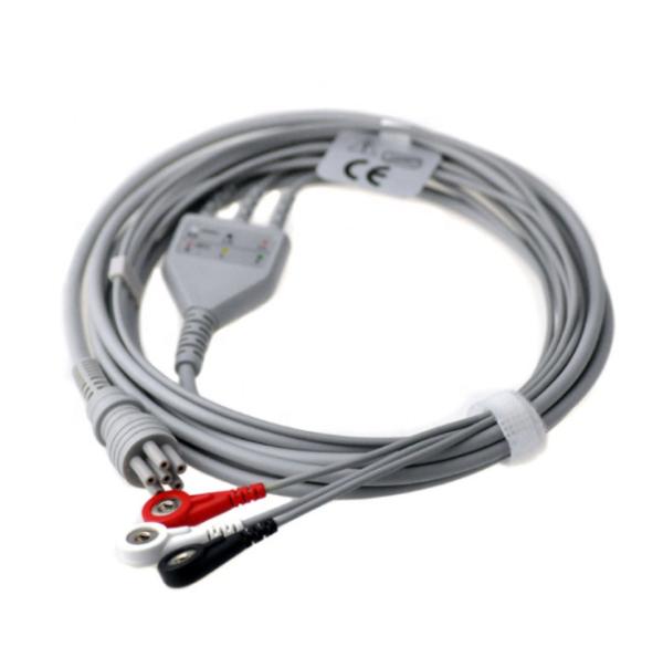 3 Lead ECG Lead Cable With Leadwires 6pin Snap For AHA Colin BP88S / Ormon BP