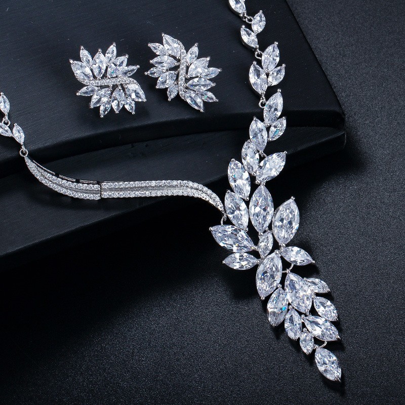 CZ Crystal Pendant Necklace for Women Fashion Wedding Statement Jewelry Accessories Wedding Jewelry Sets For Brides