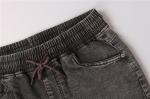 Black Washed Men's Denim Half Pants Mens Elastic Waist Jean Shorts
