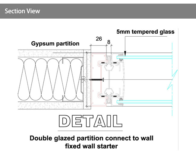 Office Modular Aluminium Framed Glass Panels Window Panel With Shutter Blind