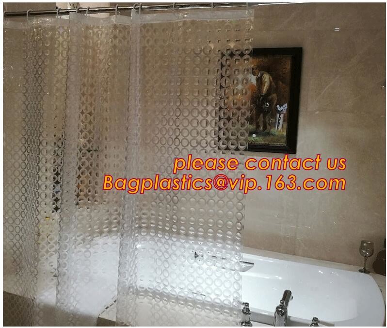 SCENERY PRINTING POLYESTER SHOWER CURTAIN, custom 3d eva shower curtain for bathroom, Popular cotton hooks polyester tex