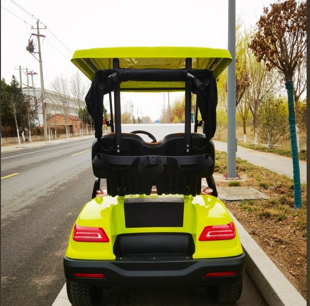 Yellow Color 2 Seater Golf Cart 4 Wheel 10 Inch Tire 70-100km With Lithium Battery