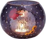 Unique Decorative Round Colored Cracked purple Glass Candle Holder with Decaling