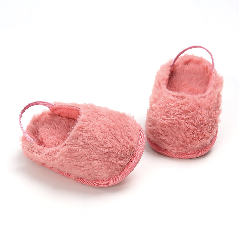 Hot selling faux fur Soft sole slip on slippers infant sandals baby girl shoes