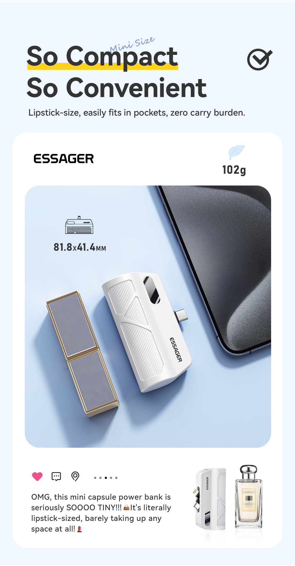 Compact ABS 5000 Mah Power Banks USB C Battery Pack 15W 18W