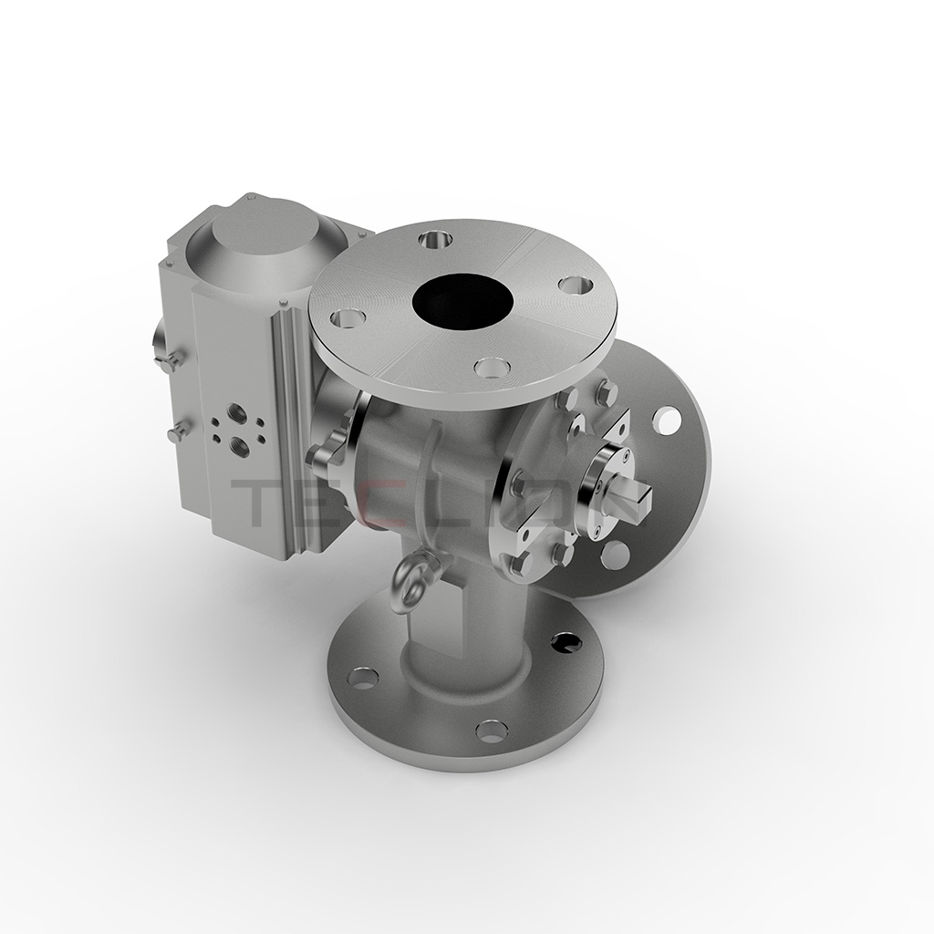 Three Way Pneumatic Diverter Valve Gate Actuator DN350 OBM