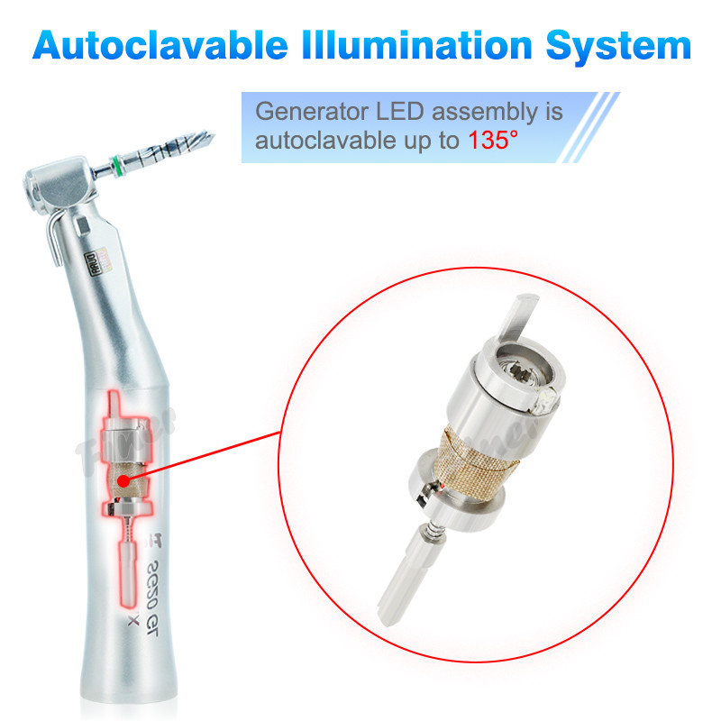 2000rpm Dental Implant Handpiece 20/1 Contra Angle Built In Generator LED Light