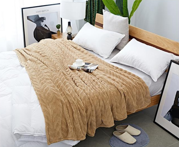Wearable 100% Polyester Solid Flannel Blanket / Plush Blankets For Home And Travel