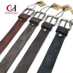 Width 38mm Unisex Genuine Leather Belt Brown With Zinc Alloy Buckle