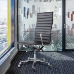 Alloy Base h45.6" Black PU Leather Office Chair / High Back Computer Chair 35