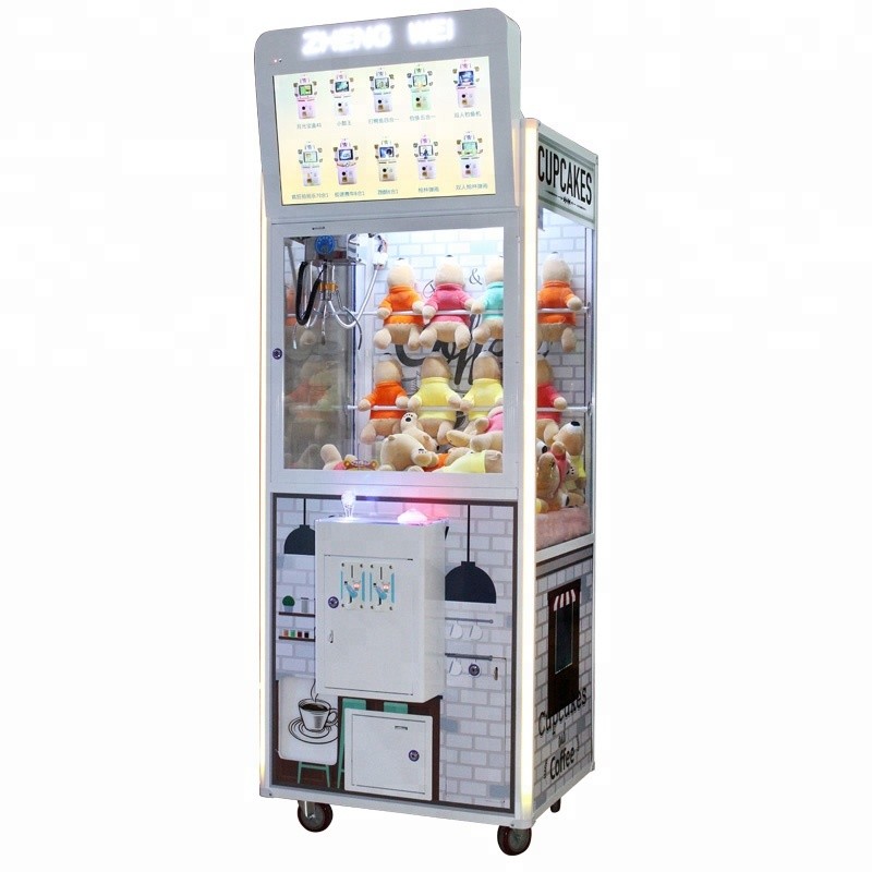 Arcade Game Toy Crane Claw Machine With Lcd Screen For Video Advertising