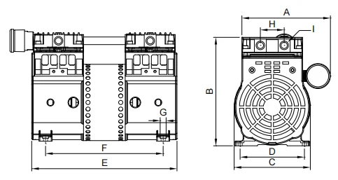 AC 110-230V High Pressure Low Noise Oilless Air Compressor 100LPM HP120C