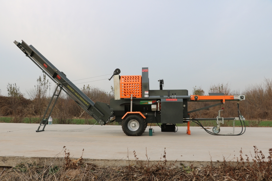 Powerful 20ton Gasoline Portable Split Wood Firewood Processor Machine for Forestry