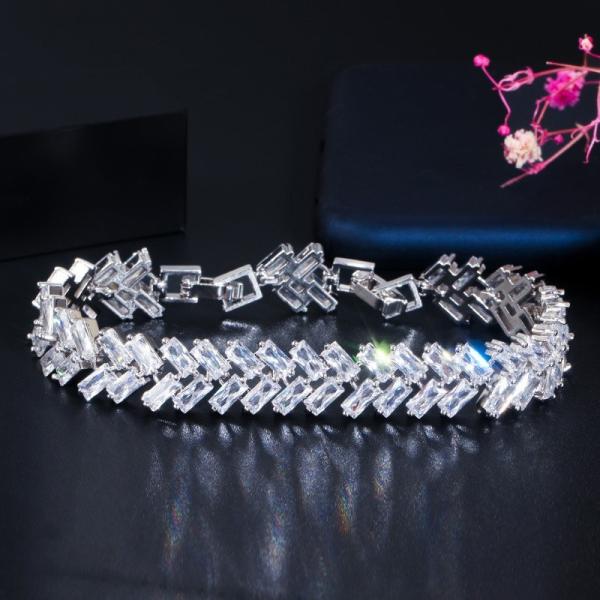 Fashion Bracelet Bangle for Women Captivate Bar Slider Brilliant CZ Rose Gold