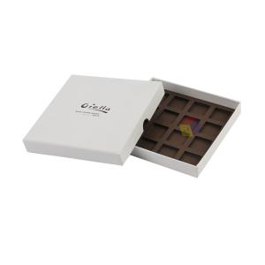 Quality Custom White Square 2 Piece Paper Candy Chocolate Gift Box with Lid and Divider Slots wholesale