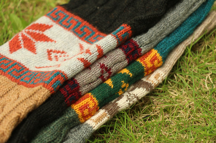 women deer snowflake jacquard knit boot socks wood feel casual wool acrylic, socks, warmer