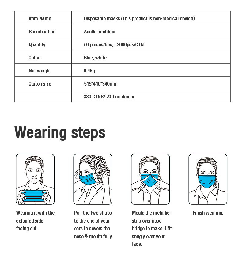 Ear Loop Children's Disposable Face Masks Blue Color With High Filtration Capacity