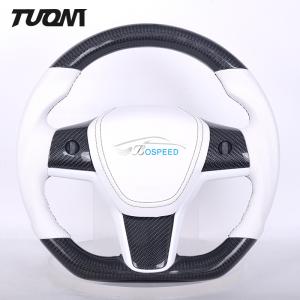 Quality Model 3 Model Y Tesla Carbon Fiber Steering Wheels White Leather wholesale