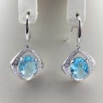 Sterling Silver Blue Topaz Cubic Zircon Dangle Earrings(PSJ06215)
