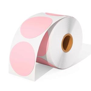 Quality Self Adhesive Colored Direct Thermal Sticker Label Pink Round Sticker wholesale