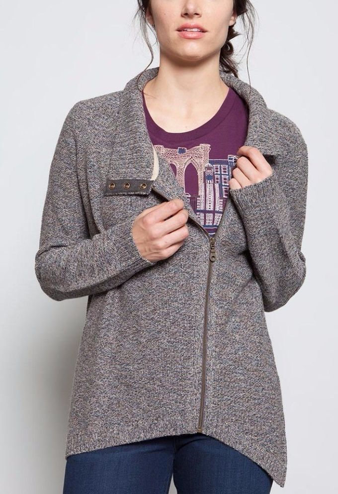 Zipper Front Knit Cardigan Sweater Spring Daily Wear Easy To Pair Pants
