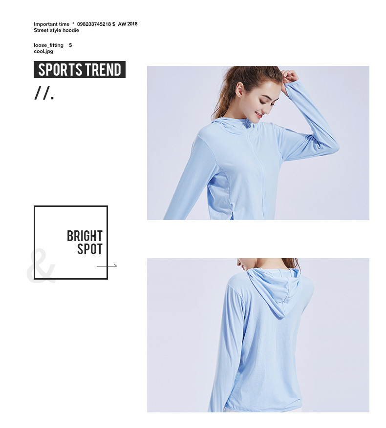 Zipper long sleeve lady cool sports t-shirt fitness running yoga coat