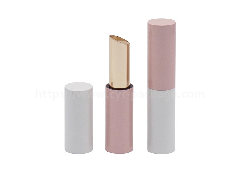 Pink Slim Empty Lipstick Container Tube Cylinder White Aluminum