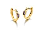 Huggie Hoop 9K Gold Earrings Marquise Cut Inner 8.5mm Oouter 11.5mm Dimension