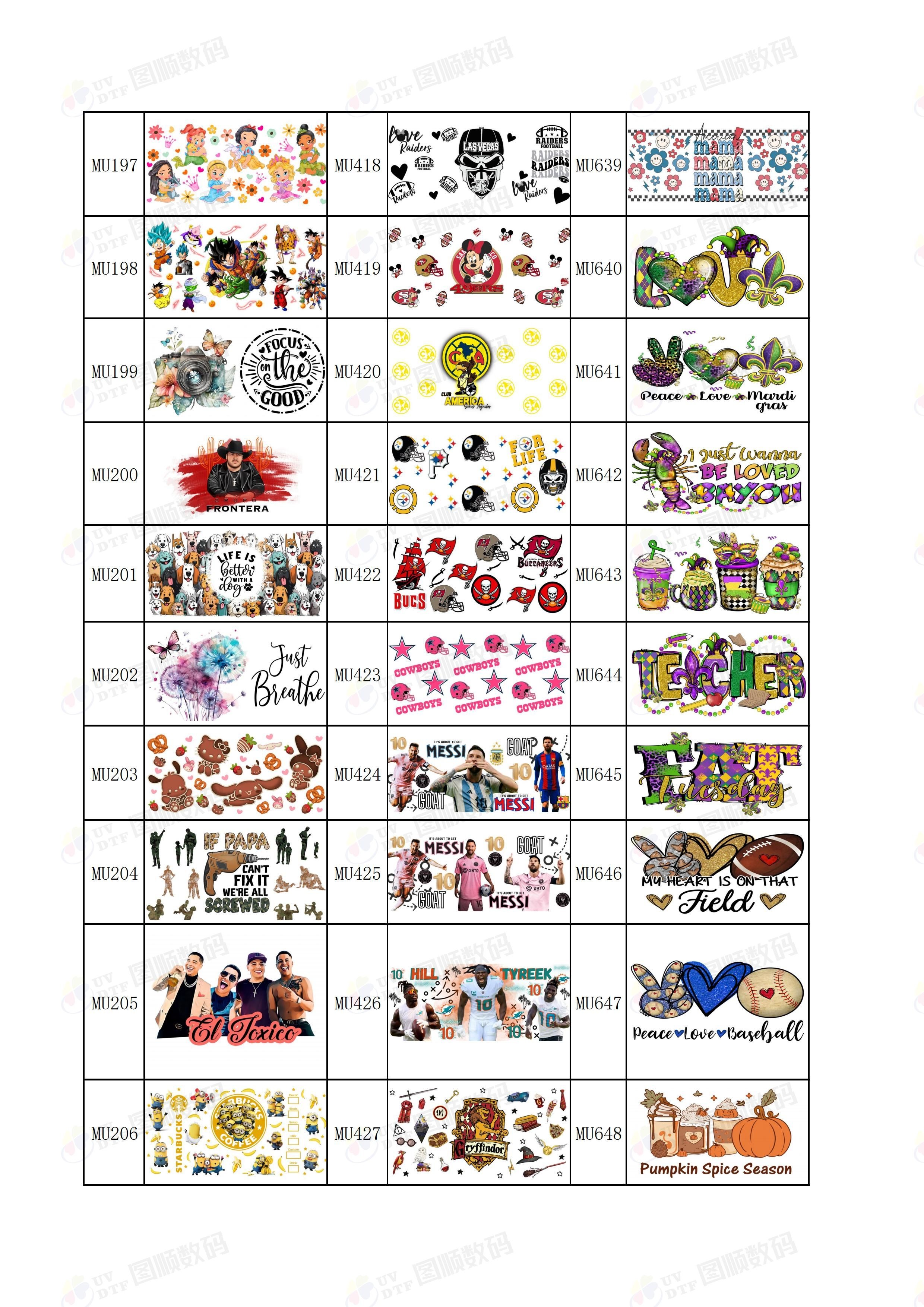 UV DTF Wraps 16oz 20oz 24oz Transfers Cartoon Christmas UV DTF