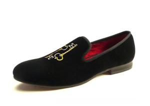 Quality High Workmanship Mens Embroidered Loafers , Durable Mens Black Slip On Shoes wholesale