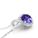 Natural Tanzanite Infinity Heart Pendant Necklace CZ Sterling SilverI 14K