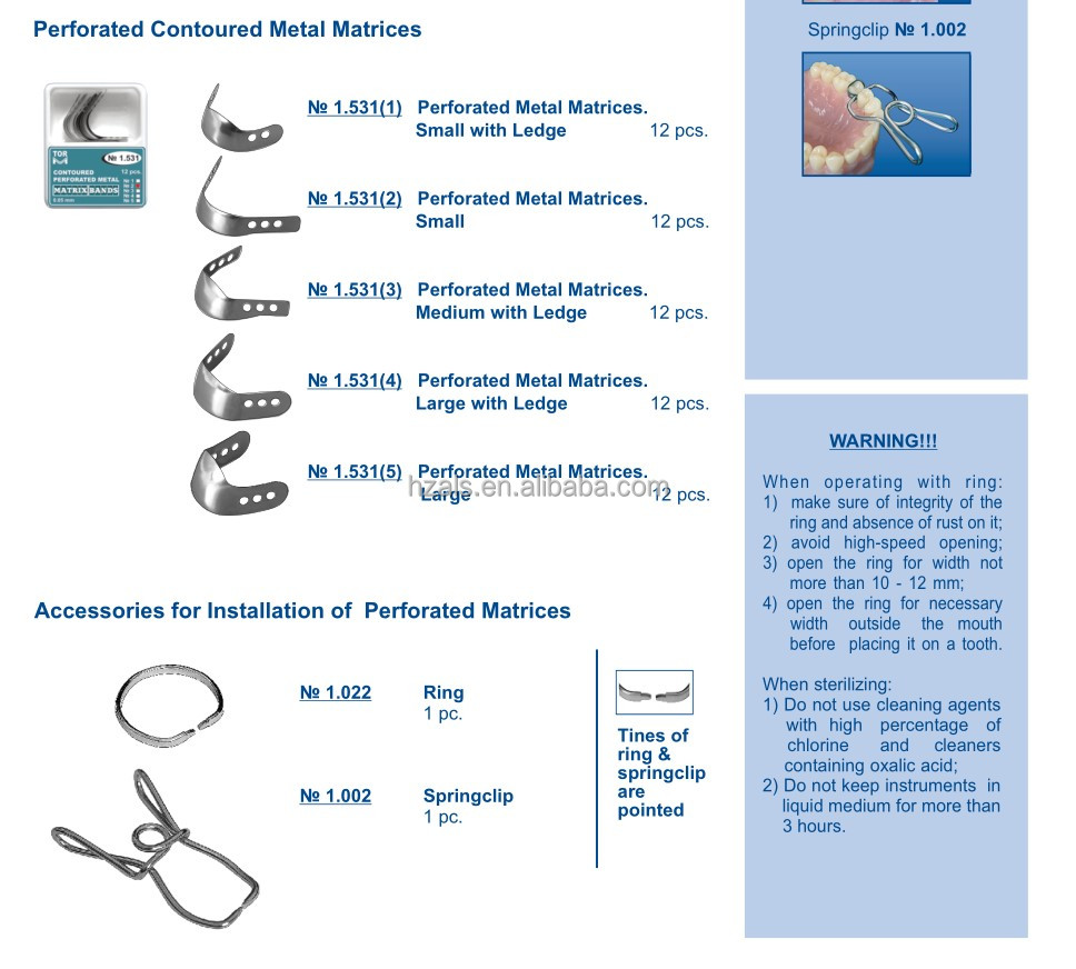 12 pcs/kit Medical Grade SS Dental Contoured Perforated Metal Matrices Matrix Bands 0.05mm for Dental Implant Procedures