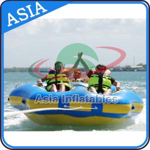 Quality Sealed Towable 4 Person Inflatable Boats Yellow / Blue Rolling Donut Boat wholesale
