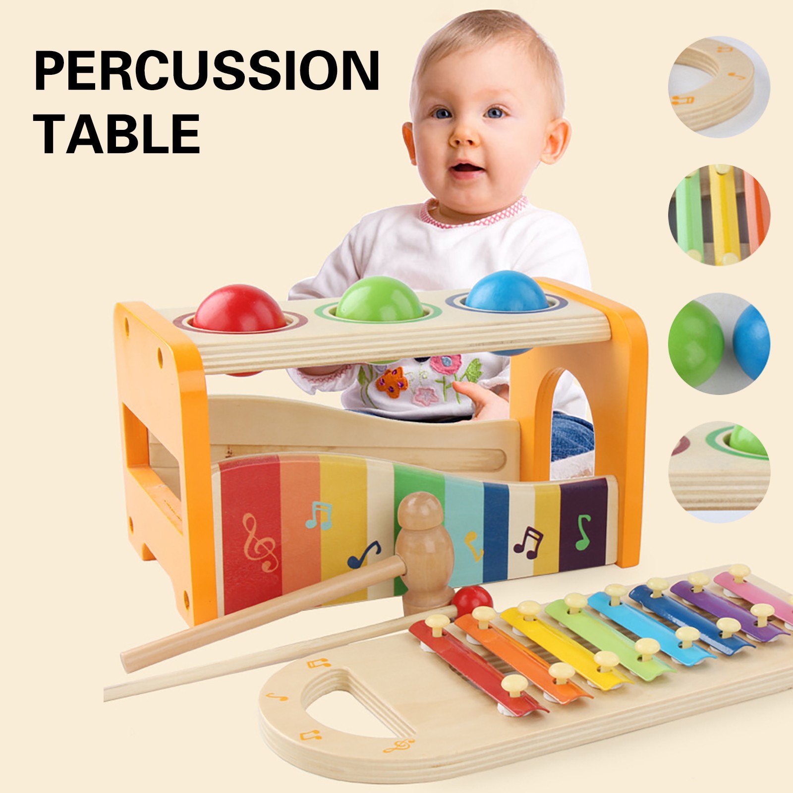 8 Notes Piano Kids Wooden Xylophone Instruments Educational Toys