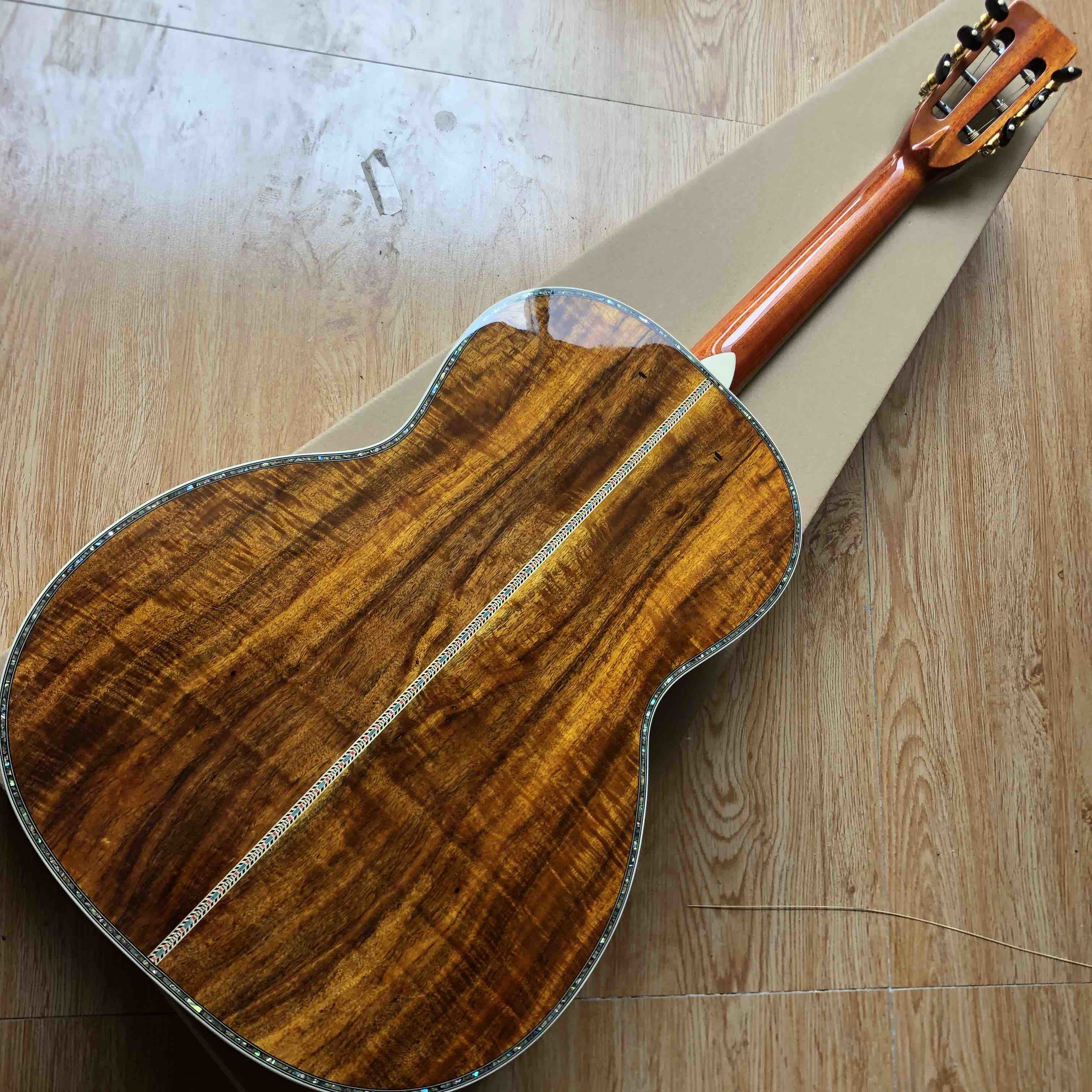 All Solid KOA Top 00045 Style 39" Acoustic Guitar Classic Guitar Head Style with Fishman EQ 301 Full Abalone Binding