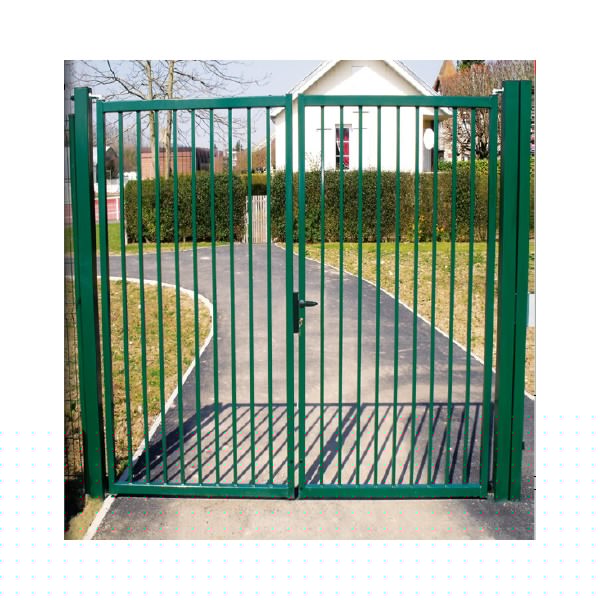 Garden Decoration 2m Steel Fence Door with Double Gate Heat Treated Wood PVC Frame Welded Wire Mesh 3D Curved Model Se