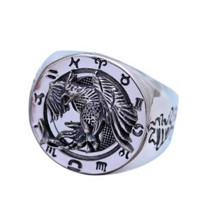 Quality 925 Sterling Silver Engraved Rosefinch Taiji Design Vintage Men Ring (057626) wholesale