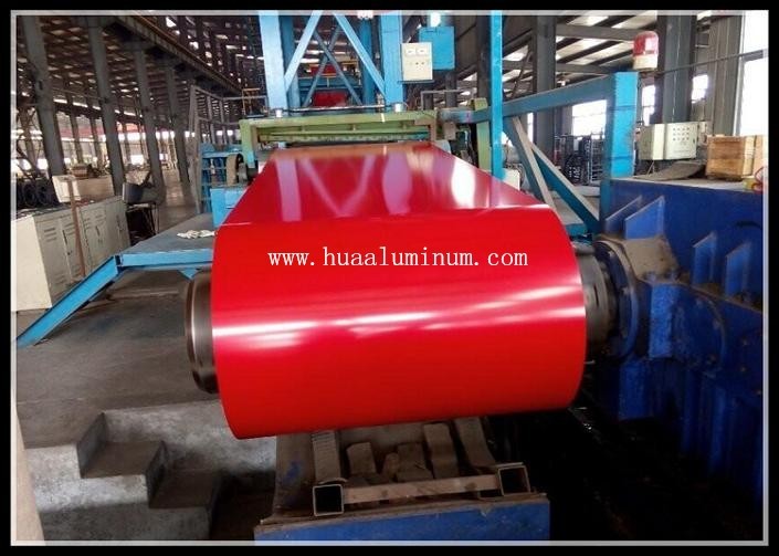 RoHS Red 1300mm Wide Coated Aluminium Coil With Brushed Surface