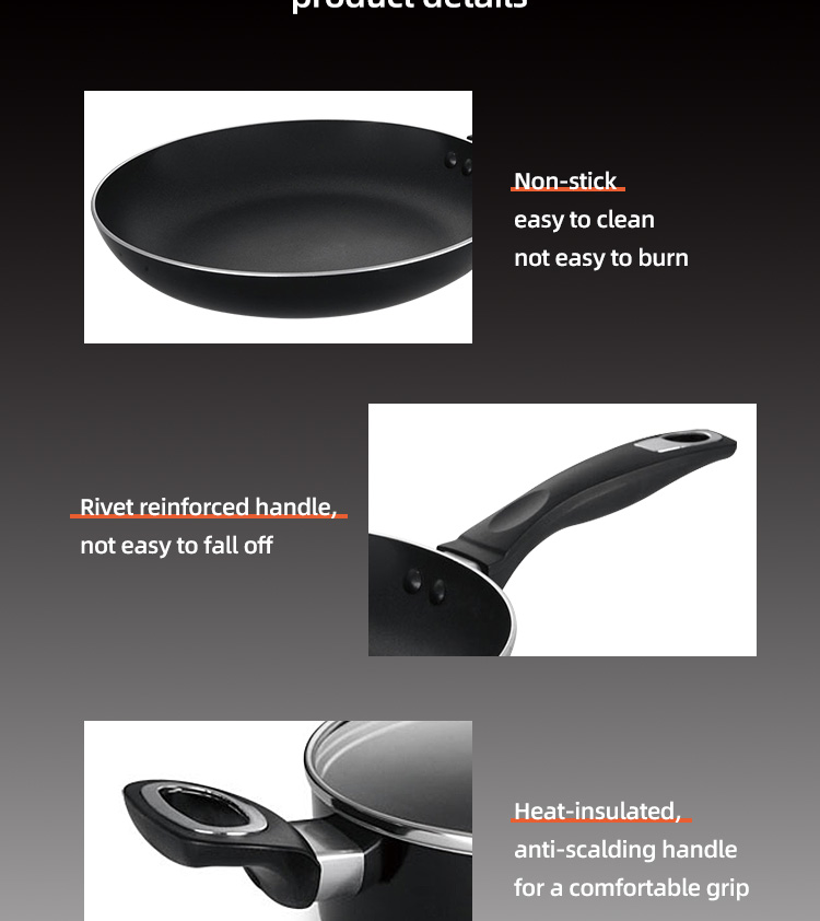 Hot Sale 10 Pcs Aluminum Cooking Pot Set Custom Pots And Pans Cookware Black Nonstick Cookware Sets With Glass Lid
